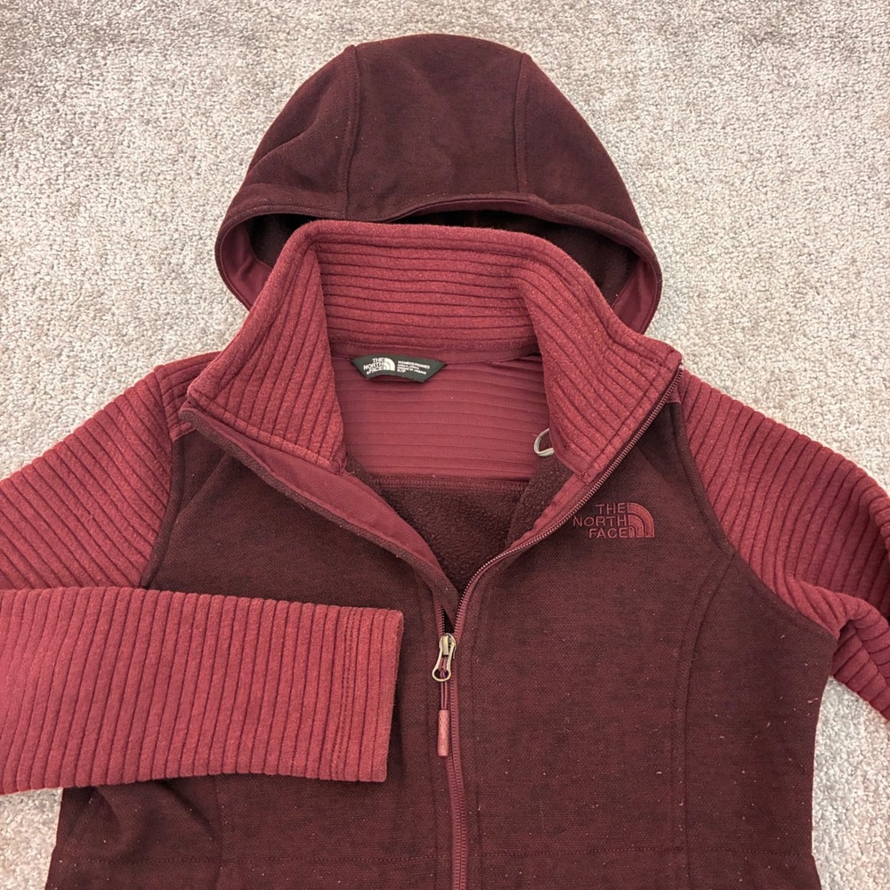 North Face Parka Jacket Womens Small Indi Hoodie Fleece Hooded Ribbed Full Zip